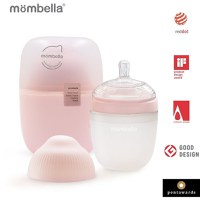 Biberon Anticolici Mombella Breast-Like cu Tetina M flux mediu, 100% Silicon, 210 ml Old Roze - 2