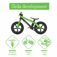 Bicicleta de echilibru, Chillafish, BMXie 2, Cu suport pentru picioare si frana integrate, Cu sa reglabila, Greutatate 3.8 Kg, 12 inch, Pentru 2 - 5 ani, Kiwi - 4