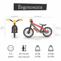 Bicicleta de echilibru, Chillafish, BMXie Moto, Cu suruburi si surubelnita pentru copii, Cu sunete reale Vroom Vroom, Cu sa reglabila, Greutatate 3.8 Kg, 12 inch, Pentru 2 - 5 ani, Red - 6