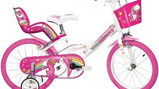 Bicicleta Dino Bikes cu Roti Ajutatoare Unicorn 14 inch