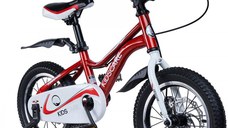 Bicicleta pentru copii 5-8 ani HappyCycles KidsCare, roti 16 inch, cu roti ajutatoare si frane pe disc, rosu