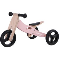 Bicicleta/tricicleta fara pedale, Free2Move, Din lemn, 2 in 1, Functie de bicicleta echilibru, Scaun reglabil, Roti ajustabile, Manere antiderapante, Varsta 1-3 ani, Dusty Pink - 2