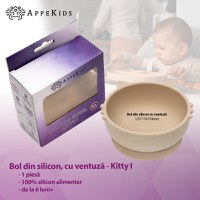 Bol din silicon, AppeKids, Kitty I - Bubble Beige - 2