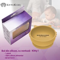 Bol din silicon, AppeKids, Kitty I - Honey - 2