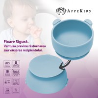 Bol din silicon cu ventuza, AppeKids, The Little Bear - Aqua Blue - 4