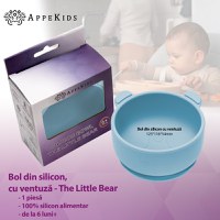 Bol din silicon cu ventuza, AppeKids, The Little Bear - Aqua Blue - 2