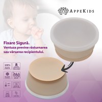 Bol din silicon cu ventuza si capac, AppeKids - Bubble Beige - 4