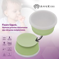 Bol din silicon cu ventuza si capac, AppeKids - Raw Green - 3