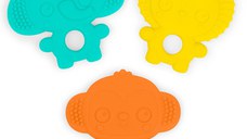 Bright Starts - Set 3 jucarii de dentitie texturate Gummy Buddies - Elefant, Leu, Maimuta