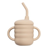 Cana din silicon cu pai, AppeKids - Bubble Beige - 3