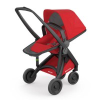 Carucior 2 in 1 Greentom Ecologic, Parte Sport si Landou cu Cadru Negru - Red - 1