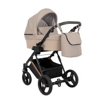 Carucior pentru copii, 3 in 1, Kunert, Lazzio, Premium, Cooper Frame, cu geanta, accesorii, Cappuccino + Scaun auto Cosmo Black + Adaptori - 4