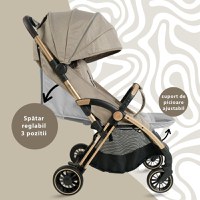 Carucior Sport AppeKids – Upp – Ultracompact, Pliere automata, De la nastere la 22kg - Bubble Beige - 3