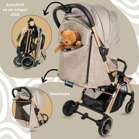 Carucior Sport AppeKids – Upp – Ultracompact, Pliere automata, De la nastere la 22kg - Bubble Beige - 4