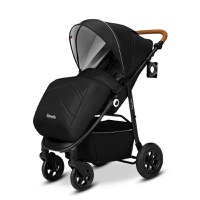 Carucior sport, Lionelo, Natt, De la nastere, Cu accesorii si capotina XXL reglabila, 0 - 22 kg, Conform cu standardele europene de securitate EN1888-1, EN1888-2, Negru Onyx - 4