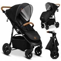 Carucior sport, Lionelo, Natt, De la nastere, Cu accesorii si capotina XXL reglabila, 0 - 22 kg, Conform cu standardele europene de securitate EN1888-1, EN1888-2, Negru Onyx - 2