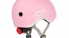 Casca de protectie pentru copii, sistem de reglare magnetic cu led, XXS-S, 45-51 cm, 1 an+, Rose, Scoot Ride