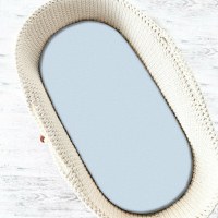 Cearceaf cu elastic, Qmini, Pentru landou, carucior si cosulet, Dimensiune 80x35 cm, Din bumbac terry, Material certificat Oeko Tex Standard 100, Light Blue - 1