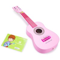 Chitara Acustica New Classic Toys din Lemn60 cm Roz - 4