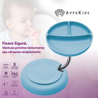 Farfurie compartimentata din silicon cu ventuza, AppeKids - Aqua Blue - 3