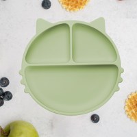 Farfurie compartimentata din silicon cu ventuza, AppeKids - Kitty - Raw Green - 1