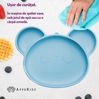 Farfurie din silicon cu ventuza, AppeKids, Panda - Aqua Blue - 4