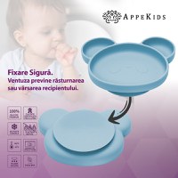 Farfurie din silicon cu ventuza, AppeKids, Panda - Aqua Blue - 3