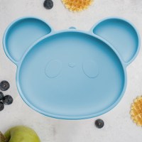 Farfurie din silicon cu ventuza, AppeKids, Panda - Aqua Blue - 1