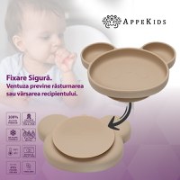 Farfurie din silicon cu ventuza, AppeKids, Panda - Bubble Beige - 3