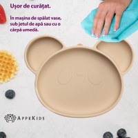 Farfurie din silicon cu ventuza, AppeKids, Panda - Bubble Beige - 4