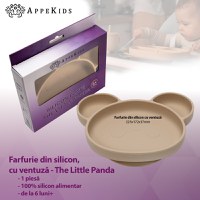 Farfurie din silicon cu ventuza, AppeKids, Panda - Bubble Beige - 2