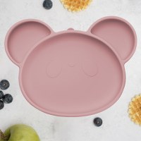 Farfurie din silicon cu ventuza, AppeKids, Panda - Old Rose - 1