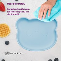 Farfurie din silicon cu ventuza, AppeKids, The Little Bear - Aqua Blue - 3