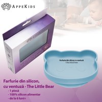 Farfurie din silicon cu ventuza, AppeKids, The Little Bear - Aqua Blue - 2