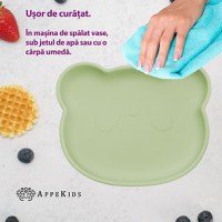 Farfurie din silicon cu ventuza, AppeKids, The Little Bear - Raw Green - 3