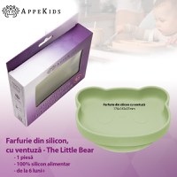 Farfurie din silicon cu ventuza, AppeKids, The Little Bear - Raw Green - 2