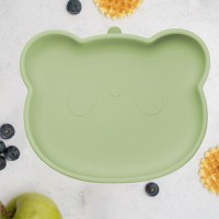 Farfurie din silicon cu ventuza, AppeKids, The Little Bear - Raw Green - 1