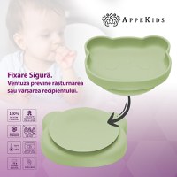 Farfurie din silicon cu ventuza, AppeKids, The Little Bear - Raw Green - 4