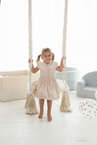 Leagan din lemn si spuma pentru copii WoodSwing by BabySteps, Catifea Velvet Grey - 3