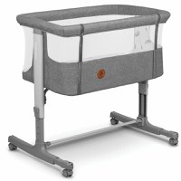 Patut co-sleeper, Lionelo, Aurora, 3 in 1, Cu leganare si setare unghiulara, Include saltea cu densitate T25 si geanta transport, Reglabil in 5 pozitii pe inaltime, Pana la 9 kg, 0 luni+, 85x60x66 cm, Conform cu EN 1130:2019+AC:2020, EN 16890:2, Gri - 3