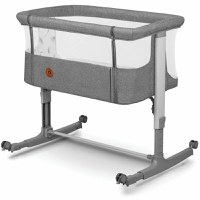 Patut co-sleeper, Lionelo, Aurora, 3 in 1, Cu leganare si setare unghiulara, Include saltea cu densitate T25 si geanta transport, Reglabil in 5 pozitii pe inaltime, Pana la 9 kg, 0 luni+, 85x60x66 cm, Conform cu EN 1130:2019+AC:2020, EN 16890:2, Gri - 6