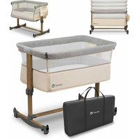 Patut Co-sleeper Lionelo Leonie Cu Sistem de Leganare Beige Sand - 1