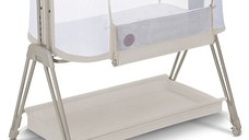 Patut co-sleeper, Lionelo, Luna, 2 in 1, Cu laterala culisanta, Cu setare unghiulara, Cu roti, Reglabil in 6 pozitii pe inaltime, Bej