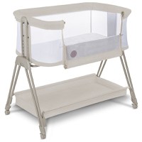 Patut co-sleeper, Lionelo, Luna, 2 in 1, Cu laterala culisanta, Cu setare unghiulara, Cu roti, Reglabil in 6 pozitii pe inaltime, Bej - 1