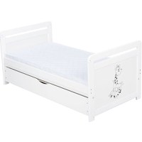 Patut din Lemn BabyNeeds Nadia II Girafa Transformabil Pentru Bebe si Junior 120x60 cm Multifunctional Cu Sertar Alb + Saltea 12 cm - 3