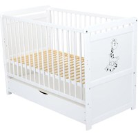 Patut din Lemn BabyNeeds Nadia II Girafa Transformabil Pentru Bebe si Junior 120x60 cm Multifunctional Cu Sertar Alb + Saltea 12 cm - 6