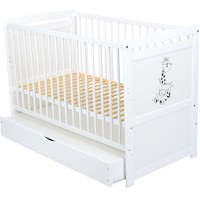 Patut din Lemn BabyNeeds Nadia II Girafa Transformabil Pentru Bebe si Junior 120x60 cm Multifunctional Cu Sertar Alb + Saltea 12 cm - 7