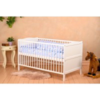 Patut din Lemn BabyNeeds Nadia Transformabil Pentru Bebe si Junior 140x70 cm Alb - 2