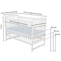 Patut din Lemn BabyNeeds Ola 120X60 cm Alb + Saltea 8 cm - 3