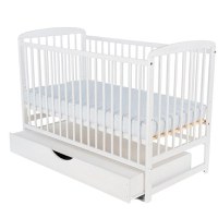 Patut din Lemn BabyNeeds Ola 120x60 cm din Lemn de Pin si Mdf Alb + Saltea 12 cm - 4